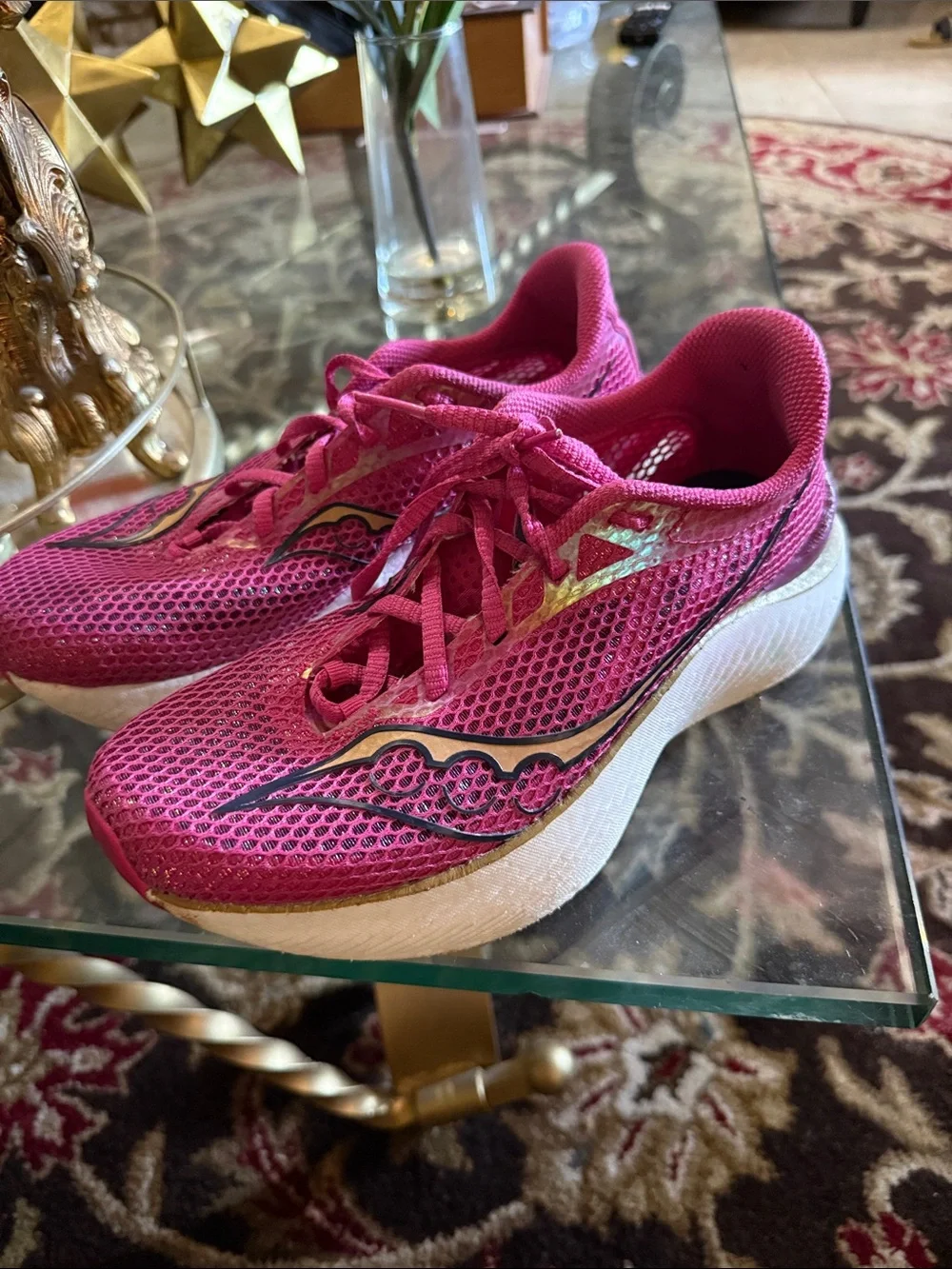Saucony Hot Pink Women's Athletic Running Shoes with White Sole